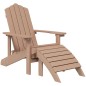 Sedia da Giardino Adirondack con Poggiapiedi Marrone HDPE Sedia da Giardino Adirondack con Poggiapiedi Marrone HDPE