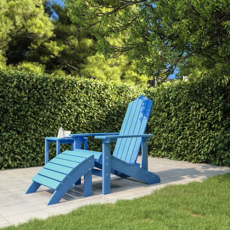 Sedia da Giardino Adirondack con Poggiapiedi Blu Acqua HDPE Sedia da Giardino Adirondack con Poggiapiedi Blu Acqua HDPE
