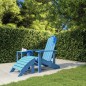 Sedia da Giardino Adirondack con Poggiapiedi Blu Acqua HDPE Sedia da Giardino Adirondack con Poggiapiedi Blu Acqua HDPE