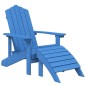 Sedia da Giardino Adirondack con Poggiapiedi Blu Acqua HDPE Sedia da Giardino Adirondack con Poggiapiedi Blu Acqua HDPE