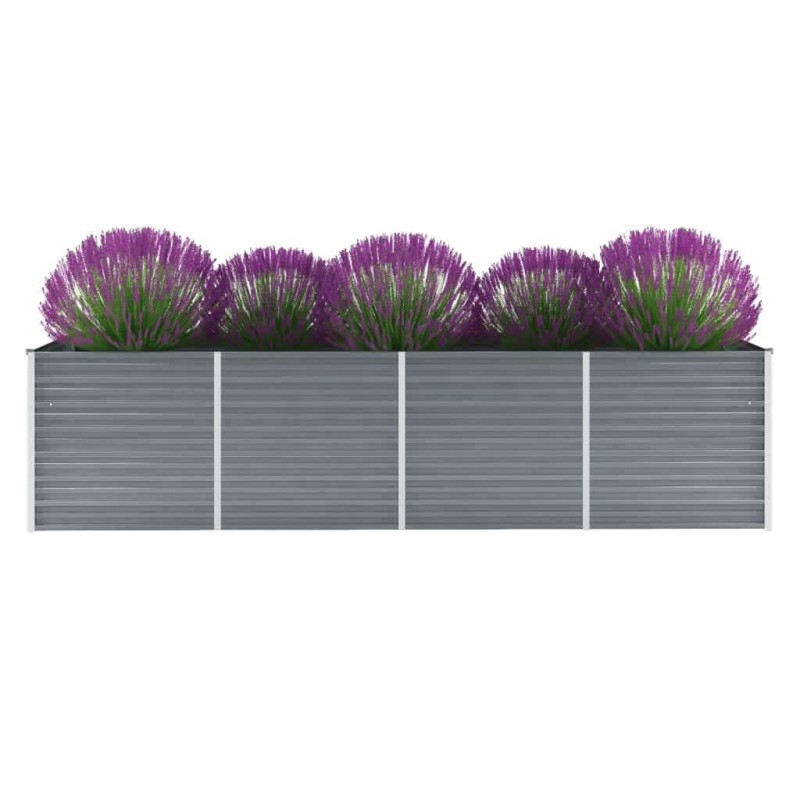 Letto Rialzato Giardino in Acciaio Zincato 320x80x77 cm Grigio Letto Rialzato Giardino in Acciaio Zincato 320x80x77 cm Grigio