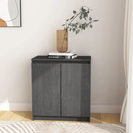 Credenza Grigia 60x36x65 cm in Legno Massello di Pino