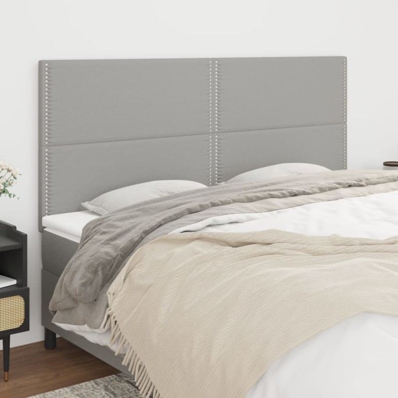 Testiere 4 pz Grigio Chiaro 100x5x78/88 cm in Tessuto Testiere 4 pz Grigio Chiaro 100x5x78/88 cm in Tessuto
