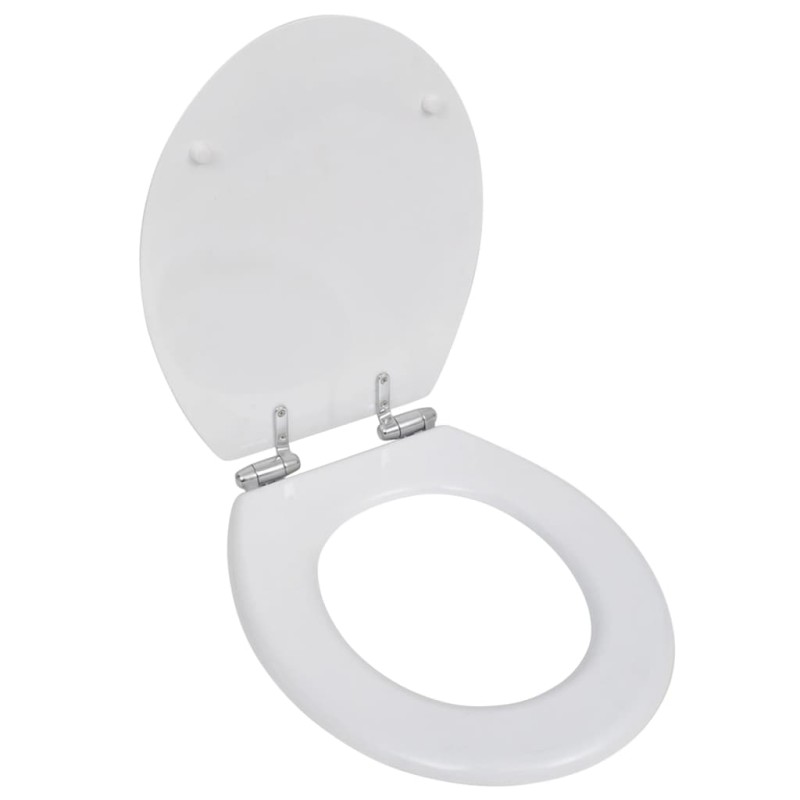 Sedile WC MDF Coperchio Chiusura Ammortizzata Semplice Bianco Sedile WC MDF Coperchio Chiusura Ammortizzata Semplice Bianco