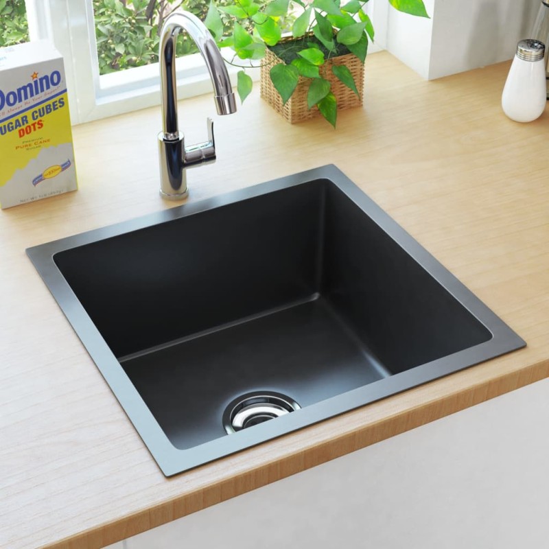 Lavello da Cucina Lavorato a Mano Nero in Acciaio Inox Lavello da Cucina Lavorato a Mano Nero in Acciaio Inox