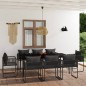 Set da Pranzo per Giardino 9 pz con Cuscini Nero Set da Pranzo per Giardino 9 pz con Cuscini Nero