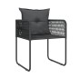 Set da Pranzo per Giardino 9 pz con Cuscini Nero Set da Pranzo per Giardino 9 pz con Cuscini Nero