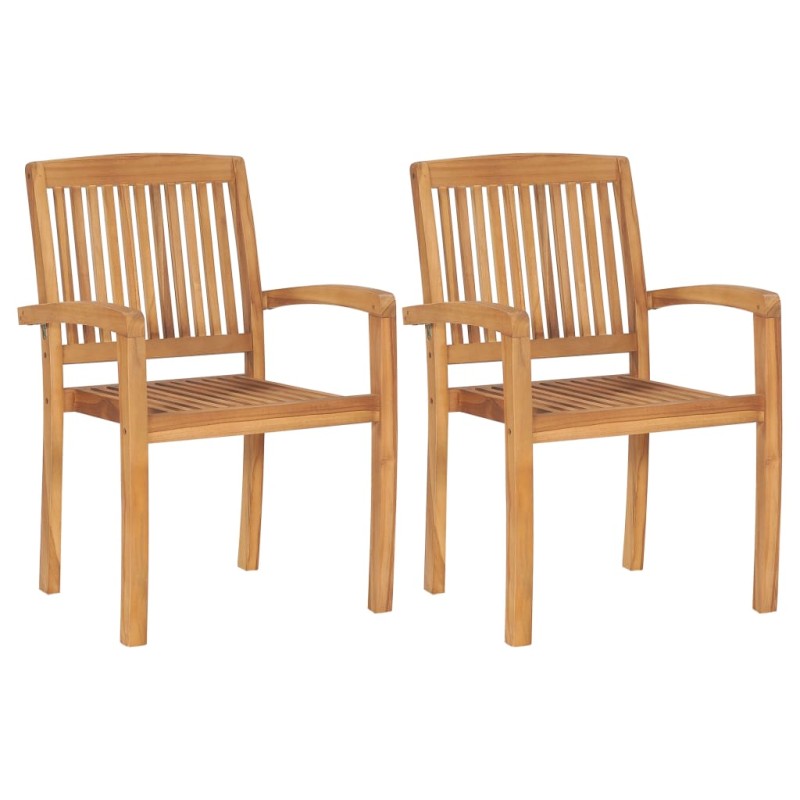 vidaXL Sedie da Giardino Impilabili 2 pz in Legno Massello di Teak vidaXL Sedie da Giardino Impilabili 2 pz in Legno Massello di Teak