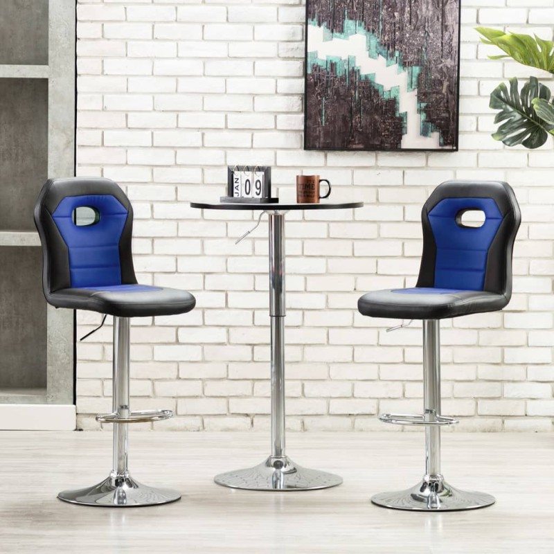 Sgabelli da Bar 2 pz Blu in Similpelle Sgabelli da Bar 2 pz Blu in Similpelle