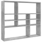 vidaXL Scaffale a Parete Grigio Cemento 90x16x78 cm Legno Multistrato
