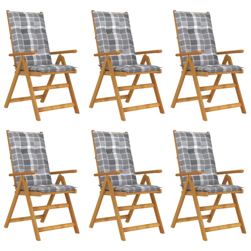 Sedie da Giardino Pieghevoli 6 pz con Cuscini Massello Acacia Sedie da Giardino Pieghevoli 6 pz con Cuscini Massello Acacia