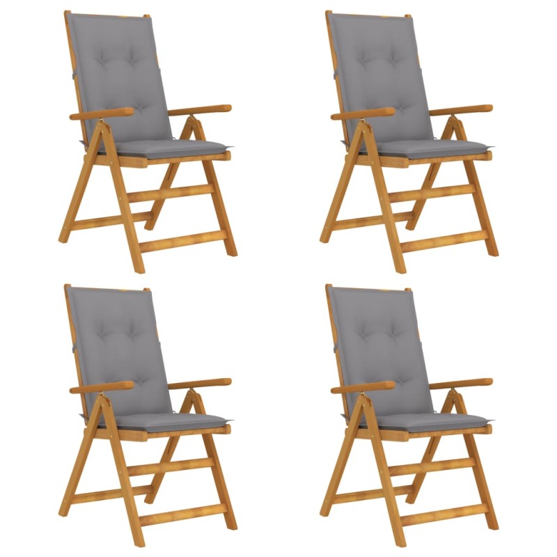 Sedie da Giardino Reclinabili 4 pz con Cuscini Massello Acacia Sedie da Giardino Reclinabili 4 pz con Cuscini Massello Acacia