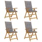 Sedie da Giardino Reclinabili 4 pz con Cuscini Massello Acacia Sedie da Giardino Reclinabili 4 pz con Cuscini Massello Acacia