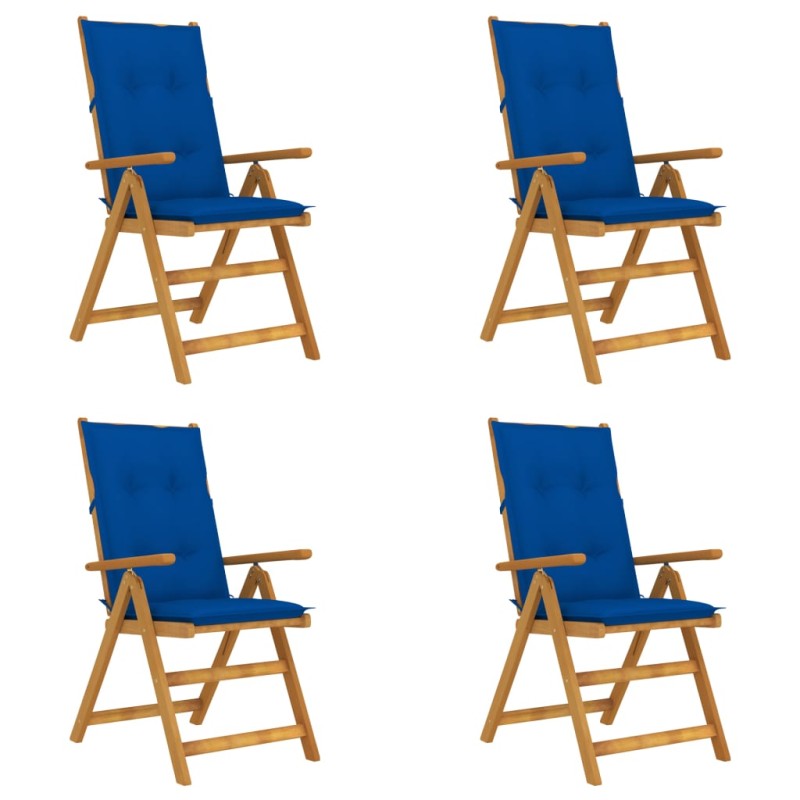 Sedie da Giardino Reclinabili 4 pz con Cuscini Massello Acacia Sedie da Giardino Reclinabili 4 pz con Cuscini Massello Acacia