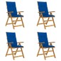 Sedie da Giardino Reclinabili 4 pz con Cuscini Massello Acacia Sedie da Giardino Reclinabili 4 pz con Cuscini Massello Acacia