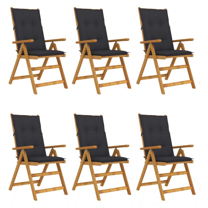 Sedie da Giardino Pieghevoli 6 pz con Cuscini Massello Acacia Sedie da Giardino Pieghevoli 6 pz con Cuscini Massello Acacia