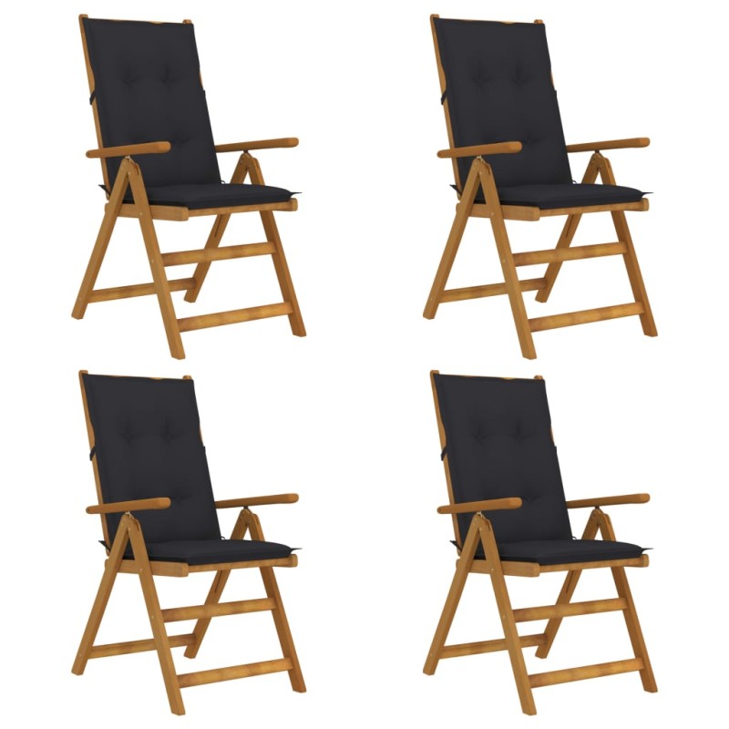 vidaXL Sedie da Giardino Reclinabili 4 pz con Cuscini Massello Acacia vidaXL Sedie da Giardino Reclinabili 4 pz con Cuscini Massello Acacia