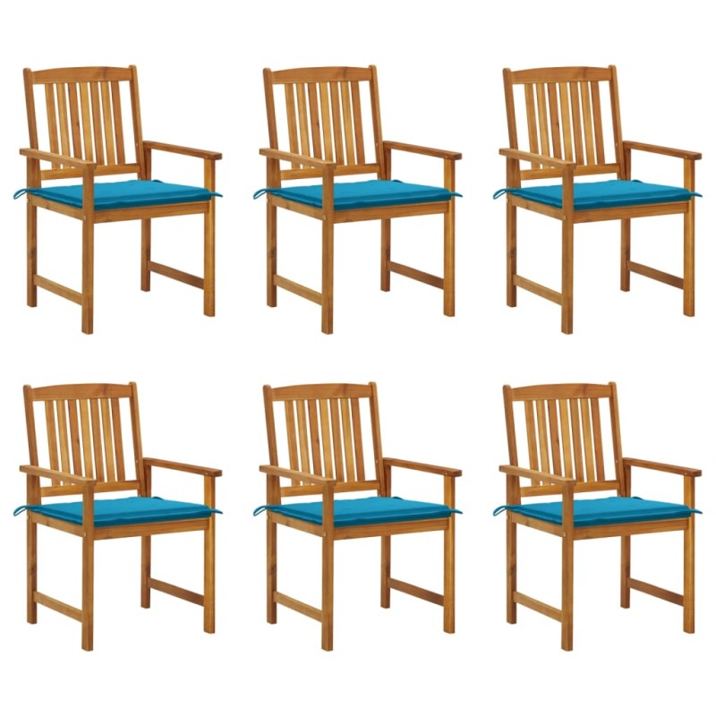 Sedie da Giardino con Cuscini 6 pz in Legno Massello di Acacia Sedie da Giardino con Cuscini 6 pz in Legno Massello di Acacia