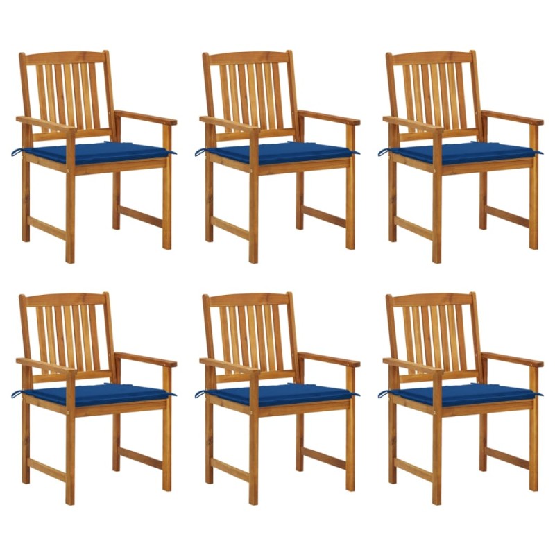 Sedie da Giardino con Cuscini 6 pz in Legno Massello di Acacia Sedie da Giardino con Cuscini 6 pz in Legno Massello di Acacia