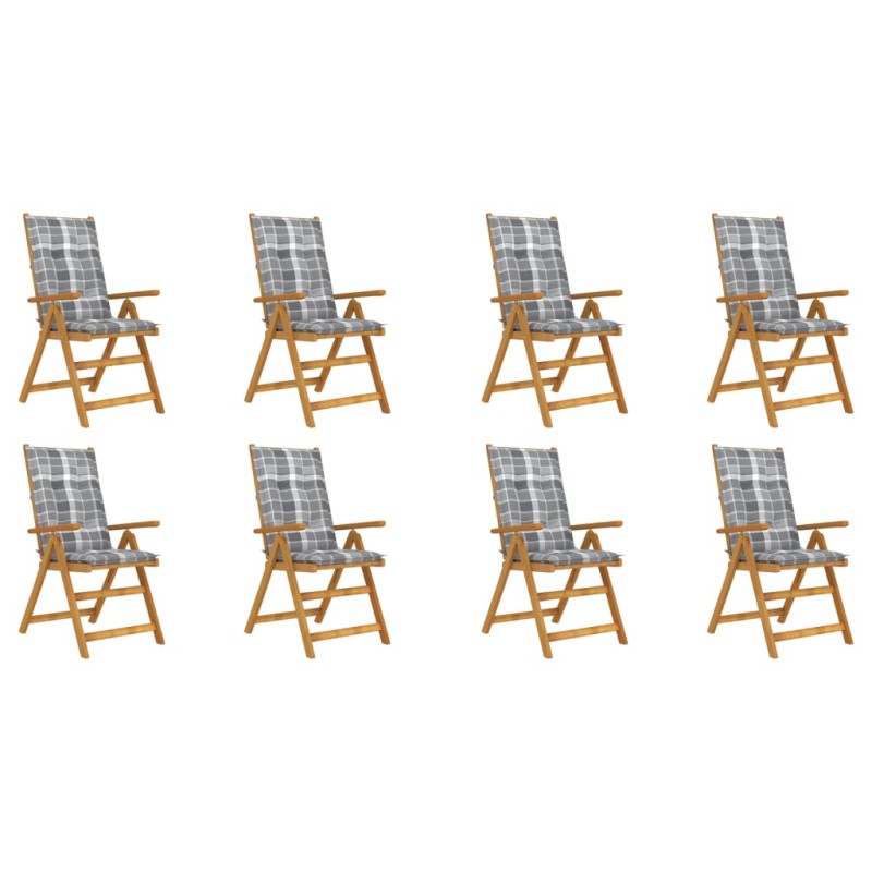 Sedie da Giardino Pieghevoli con Cuscini 8 pz Massello Acacia Sedie da Giardino Pieghevoli con Cuscini 8 pz Massello Acacia