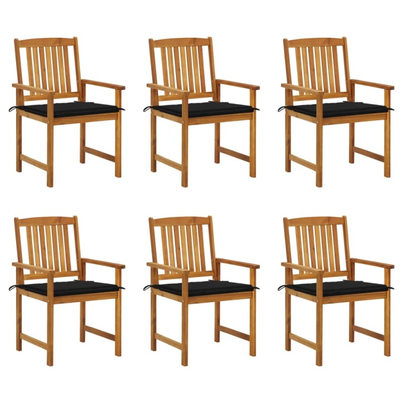 Sedie da Giardino con Cuscini 6 pz in Legno Massello di Acacia Sedie da Giardino con Cuscini 6 pz in Legno Massello di Acacia