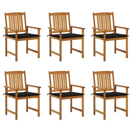 Sedie da Giardino con Cuscini 6 pz in Legno Massello di Acacia