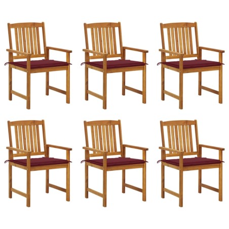 Sedie da Giardino con Cuscini 6 pz in Legno Massello di Acacia