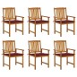 Sedie da Giardino con Cuscini 6 pz in Legno Massello di Acacia Sedie da Giardino con Cuscini 6 pz in Legno Massello di Acacia