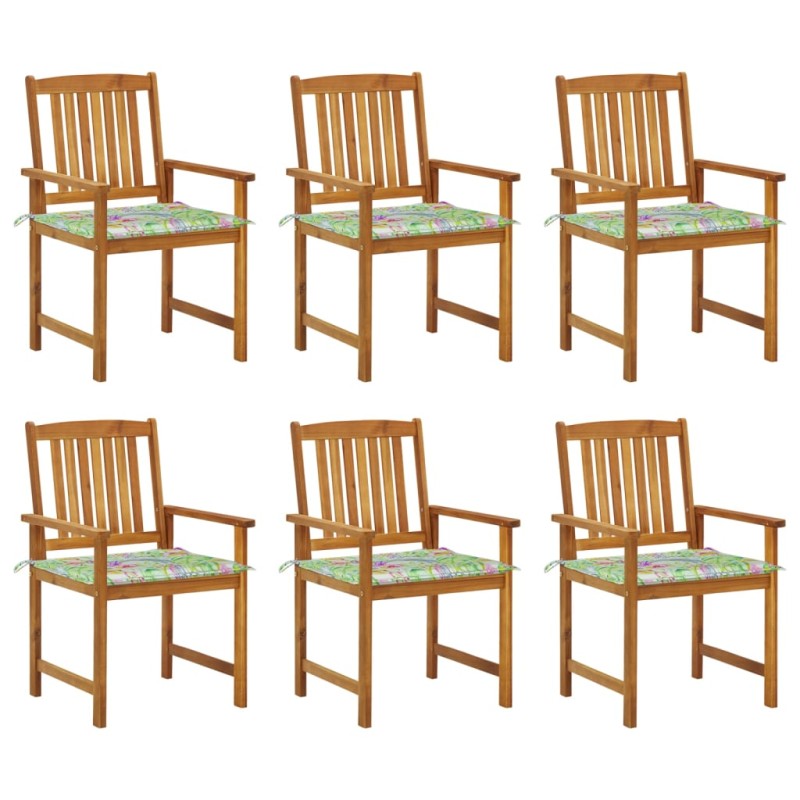Sedie da Giardino con Cuscini 6 pz in Legno Massello di Acacia Sedie da Giardino con Cuscini 6 pz in Legno Massello di Acacia