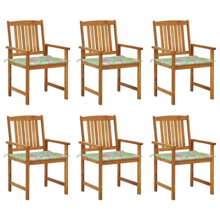 Sedie da Giardino con Cuscini 6 pz in Legno Massello di Acacia