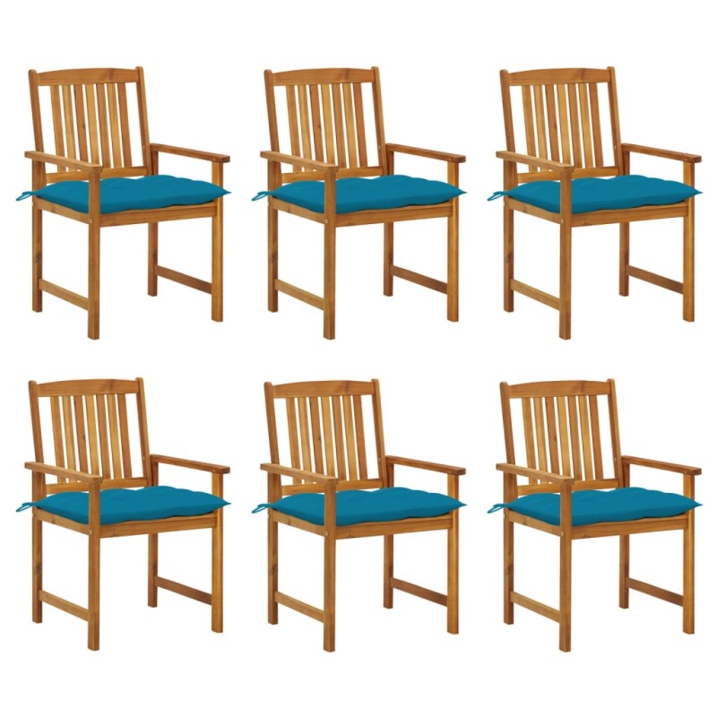 Sedie da Giardino con Cuscini 6 pz in Legno Massello di Acacia Sedie da Giardino con Cuscini 6 pz in Legno Massello di Acacia