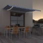Tenda Automatica con Sensore Vento e LED 500x350 cm Blu Bianca Tenda Automatica con Sensore Vento e LED 500x350 cm Blu Bianca