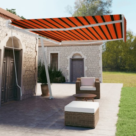 Tenda Retrattile Manuale Autoportante 500x350cm Arancio Marrone