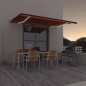 Tenda Automatica Sensore Vento e LED 500x350 cm Arancio Marrone Tenda Automatica Sensore Vento e LED 500x350 cm Arancio Marrone
