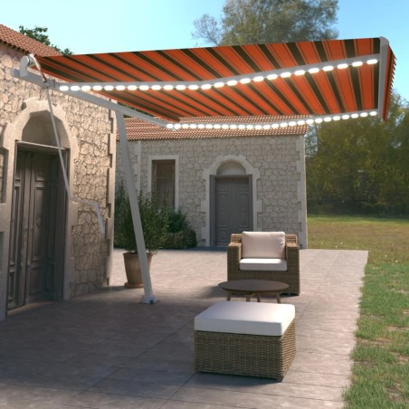 vidaXL Tenda Automatica Sensore Vento e LED 450x350 cm Arancio Marrone