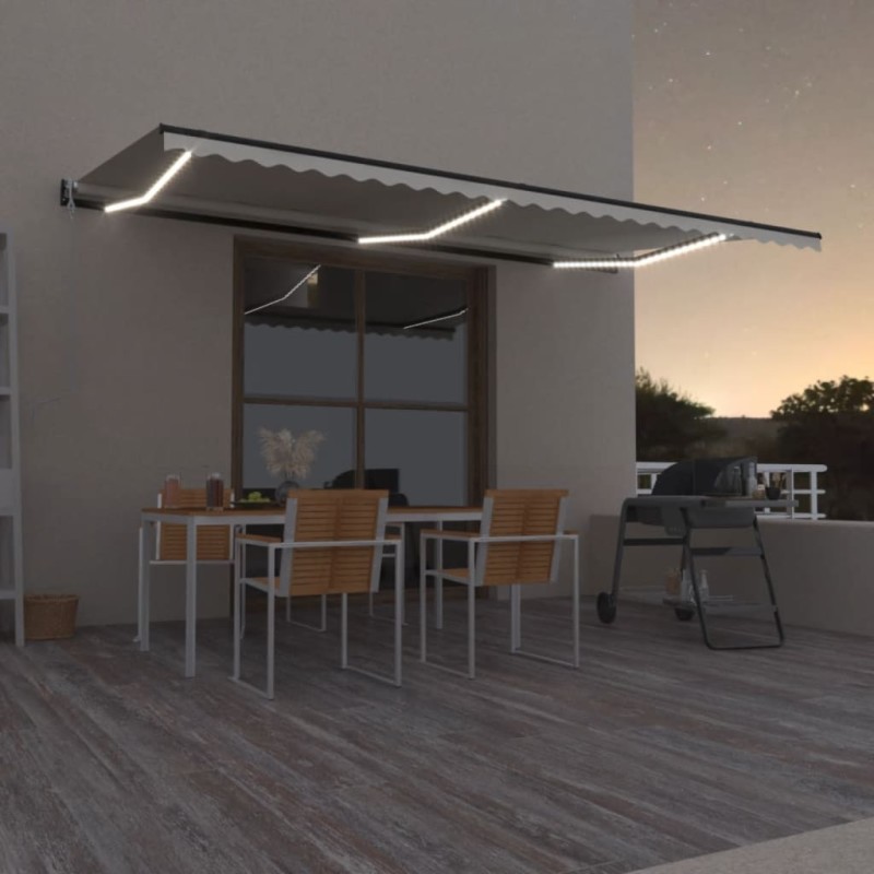 vidaXL Tenda Automatica con Sensore Vento e LED 600x350 cm Crema vidaXL Tenda Automatica con Sensore Vento e LED 600x350 cm Crema