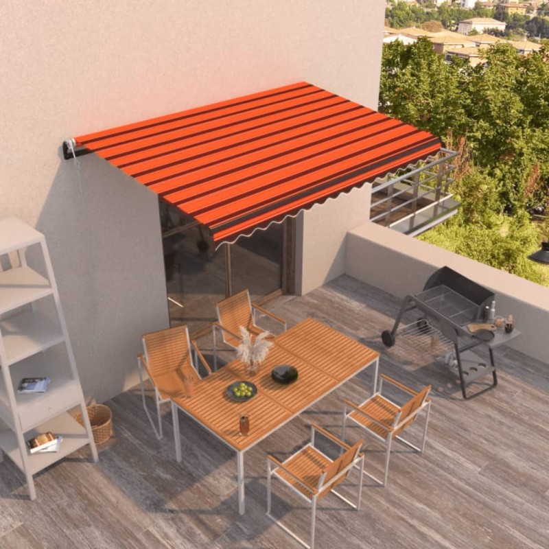 vidaXL Tenda da Sole Retrattile Automatica 450x350 cm Arancio Marrone vidaXL Tenda da Sole Retrattile Automatica 450x350 cm Arancio Marrone