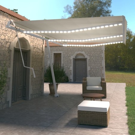vidaXL Tenda Automatica con Sensore Vento e LED 600x350 cm Crema