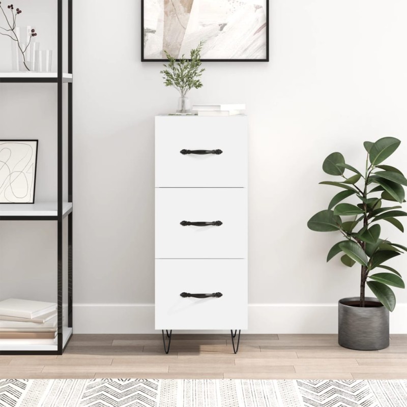 Credenza Bianca 34,5x34x90 cm in Legno Multistrato Credenza Bianca 34,5x34x90 cm in Legno Multistrato