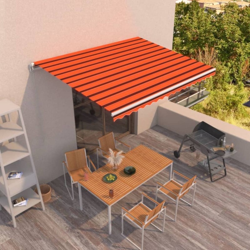 Tenda da Sole Retrattile Manuale 450x350 cm Arancione e Marrone Tenda da Sole Retrattile Manuale 450x350 cm Arancione e Marrone