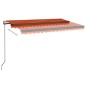 Tenda Automatica Sensore Vento e LED 450x350 cm Arancio Marrone