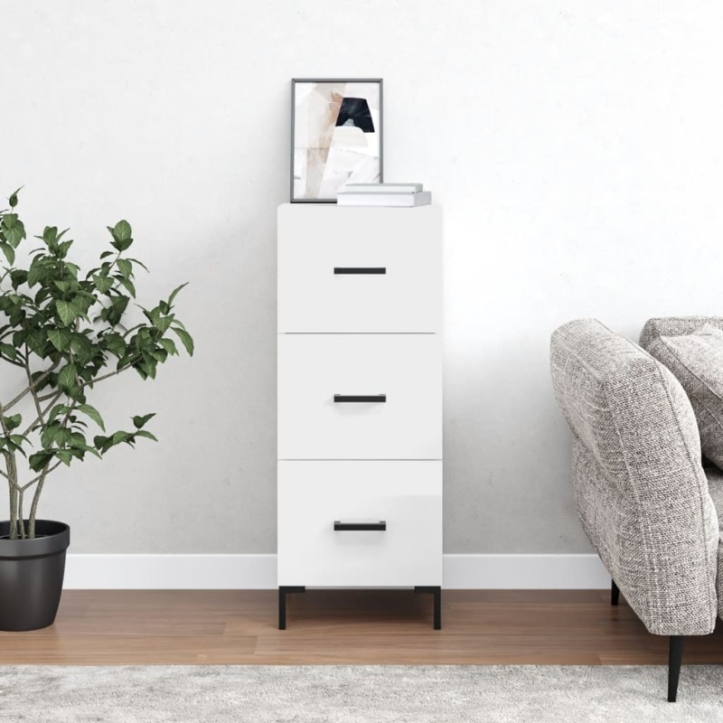 Credenza Bianco Lucido 34,5x34x90 cm in Legno Multistrato Credenza Bianco Lucido 34,5x34x90 cm in Legno Multistrato