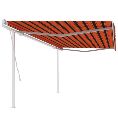 Tenda da Sole Retrattile Manuale e Pali 5x3,5 m Arancio Marrone