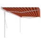 Tenda da Sole Retrattile Manuale e Pali 5x3,5 m Arancio Marrone Tenda da Sole Retrattile Manuale e Pali 5x3,5 m Arancio Marrone