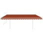 Tenda da Sole Retrattile Manuale e Pali 5x3,5 m Arancio Marrone Tenda da Sole Retrattile Manuale e Pali 5x3,5 m Arancio Marrone