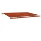 Tenda Automatica Sensore Vento e LED 500x350 cm Arancio Marrone