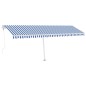 Tenda Automatica con Sensore Vento e LED 600x350 cm Blu Bianca Tenda Automatica con Sensore Vento e LED 600x350 cm Blu Bianca
