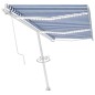 Tenda Automatica con Sensore Vento e LED 600x350 cm Blu Bianca Tenda Automatica con Sensore Vento e LED 600x350 cm Blu Bianca