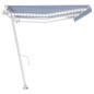 Tenda Automatica con Sensore Vento e LED 600x350 cm Blu Bianca Tenda Automatica con Sensore Vento e LED 600x350 cm Blu Bianca