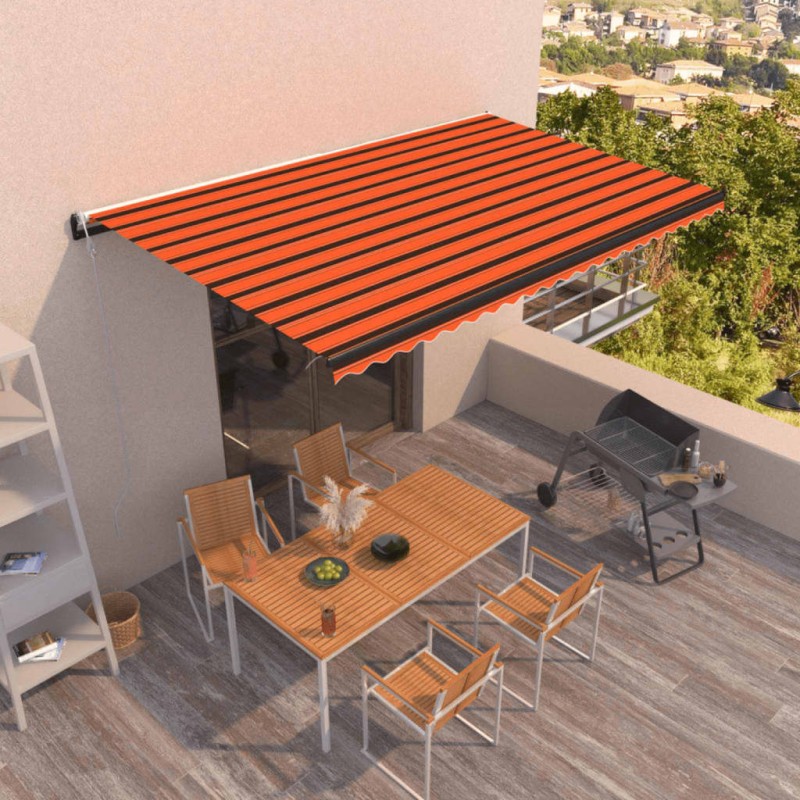 Tenda da Sole Retrattile Automatica 500x350 cm Arancio Marrone Tenda da Sole Retrattile Automatica 500x350 cm Arancio Marrone